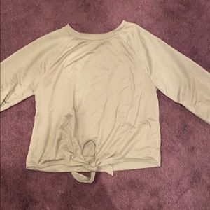 Green long sleeve tie top